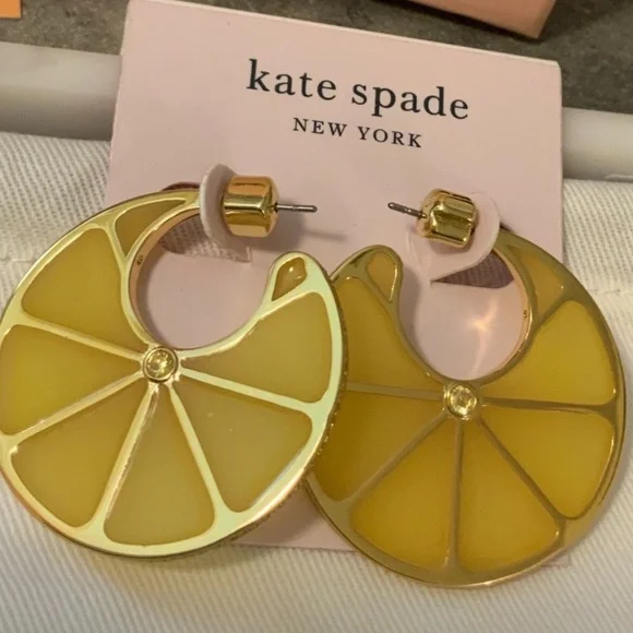 Kate Spade Tutti  Fruity  lemon slice hoop earrings - Picture 4 of 4